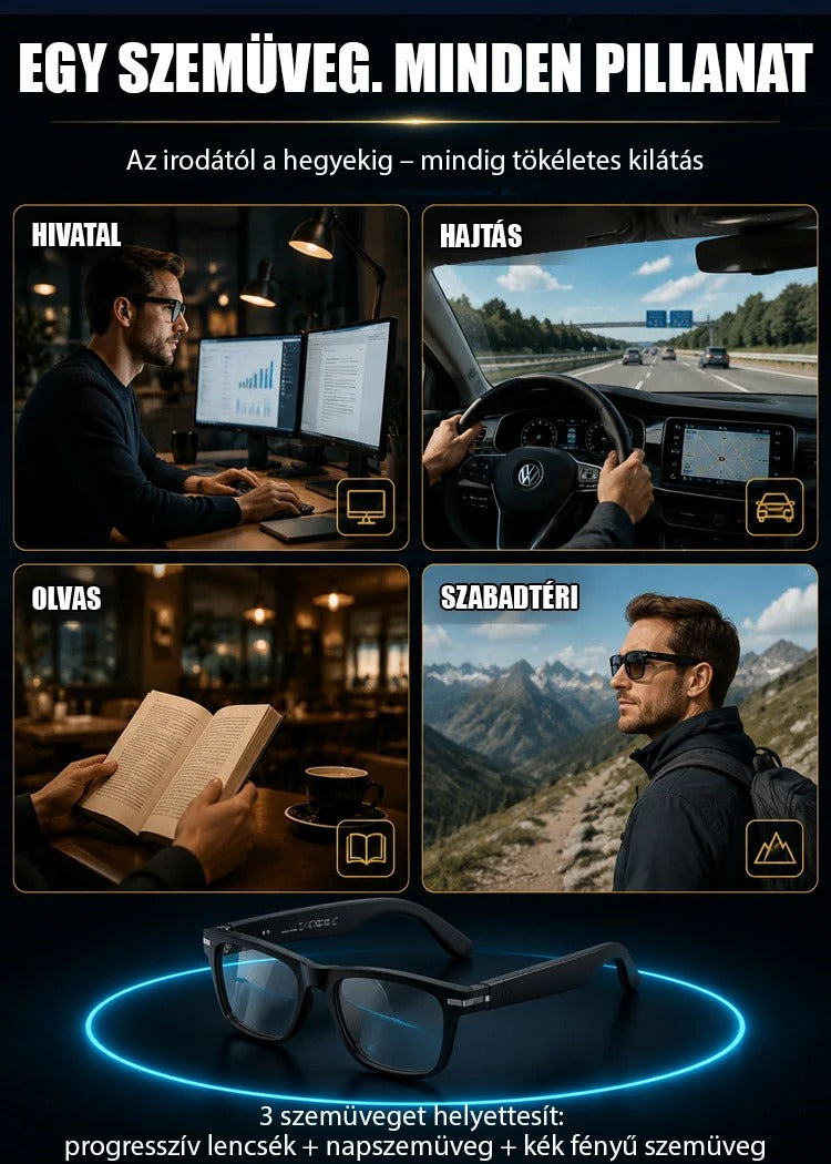 👓Intelligens AI-kamerás szemüveg – színváltással,🌍 zoom funkcióval és valós idejű AI-fordítással🏜️3