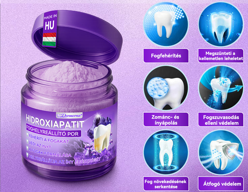 Hivatalos bolt 𝑫𝑜𝑟𝒎𝒐𝒓𝙣𝙖® Hidroxiapatit Foghelyreállitó Por👨‍⚕️Hatékonyan kezeli a szuvasodást, ínyproblémákat, érzékeny fogakat, szájüregi sebeket és sárga fogakat, miközben javítja az általános szájhigiéniát🛡️