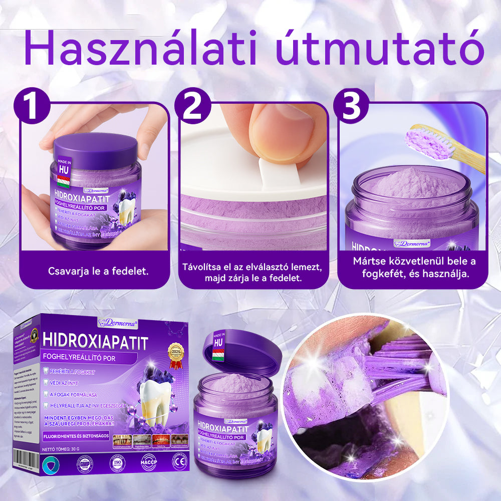 Hivatalos bolt 𝑫𝑜𝑟𝒎𝒐𝒓𝙣𝙖® Hidroxiapatit Foghelyreállitó Por👨‍⚕️Hatékonyan kezeli a szuvasodást, ínyproblémákat, érzékeny fogakat, szájüregi sebeket és sárga fogakat, miközben javítja az általános szájhigiéniát🛡️