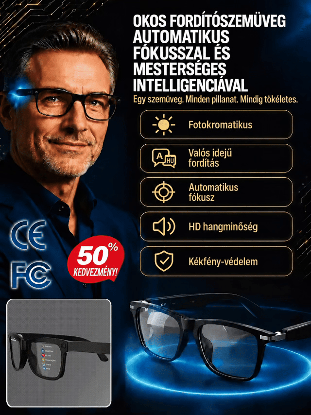 ☀️👓Okosszemüvegek zoommal, fotokromatikus lencsékkel és valós idejű mesterséges intelligencia általi fordítási képességekkel👓☀️