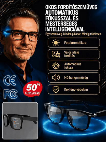 ☀️👓Okosszemüvegek zoommal, fotokromatikus lencsékkel és valós idejű mesterséges intelligencia általi fordítási képességekkel👓☀️