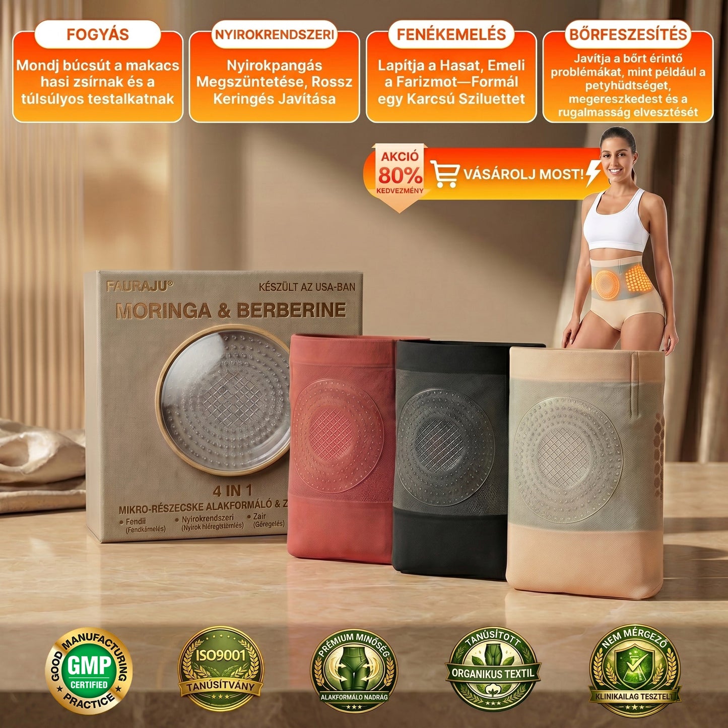 𝑯𝒊𝒗𝒂𝒕𝒂𝒍𝒐𝒔 𝑴á𝒓𝒌𝒂𝒃𝒐𝒍𝒕 |🛒 𝑷𝑨𝑼𝑹𝑨𝑱𝑼® Moringa & Berberin 4 az 1-ben Mikrorészecskés Alakformáló & Zsírégető Rövidnadrág 🏆