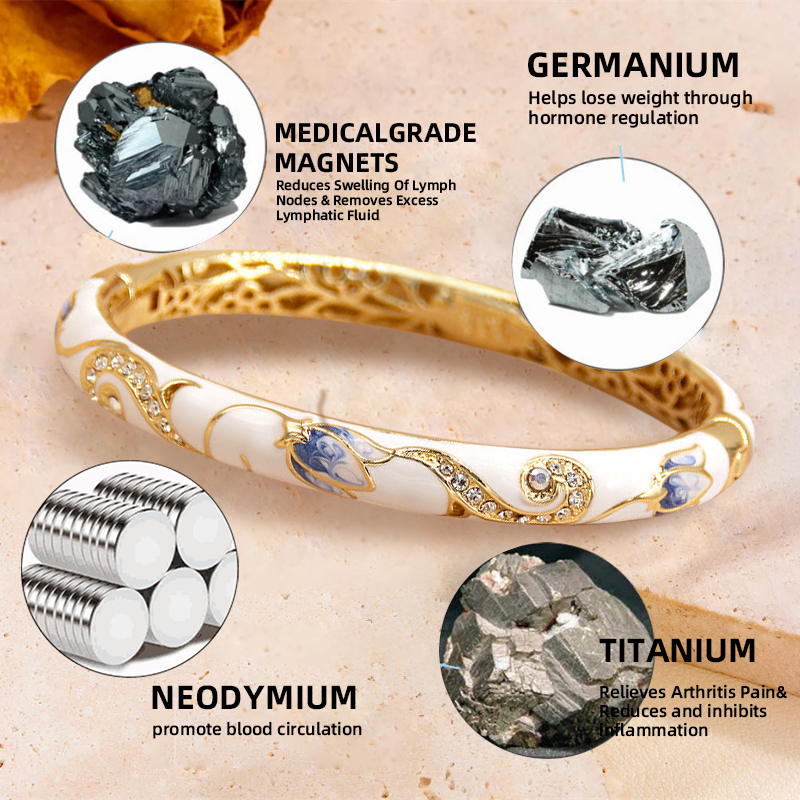 CZTICLE™ Kloisonné Enamel 👩‍⚕️ Lymphatikus mágneses terápia Arany karkötő🌺