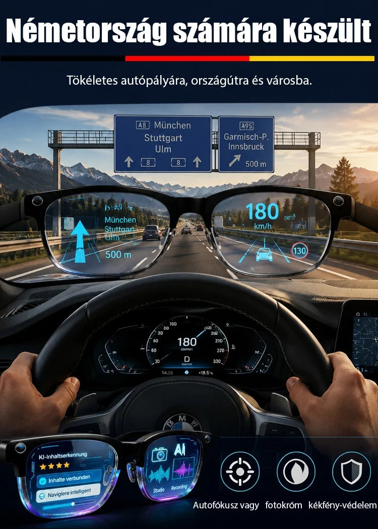 👓Intelligens AI-kamerás szemüveg – színváltással,🌍 zoom funkcióval és valós idejű AI-fordítással🌆1