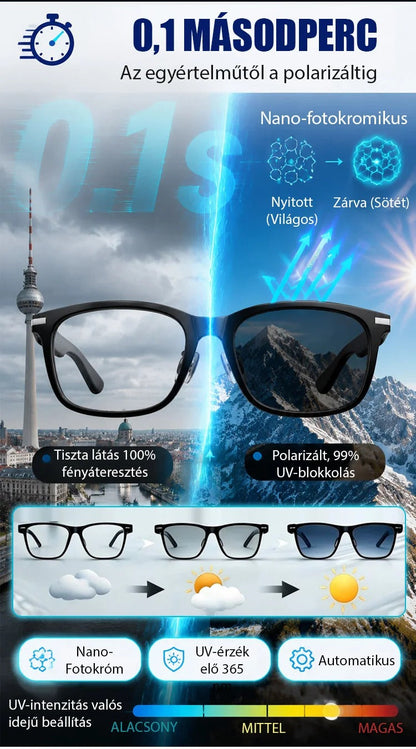 👓Intelligens AI-kamerás szemüveg – színváltással,🌍 zoom funkcióval és valós idejű AI-fordítással🌆1