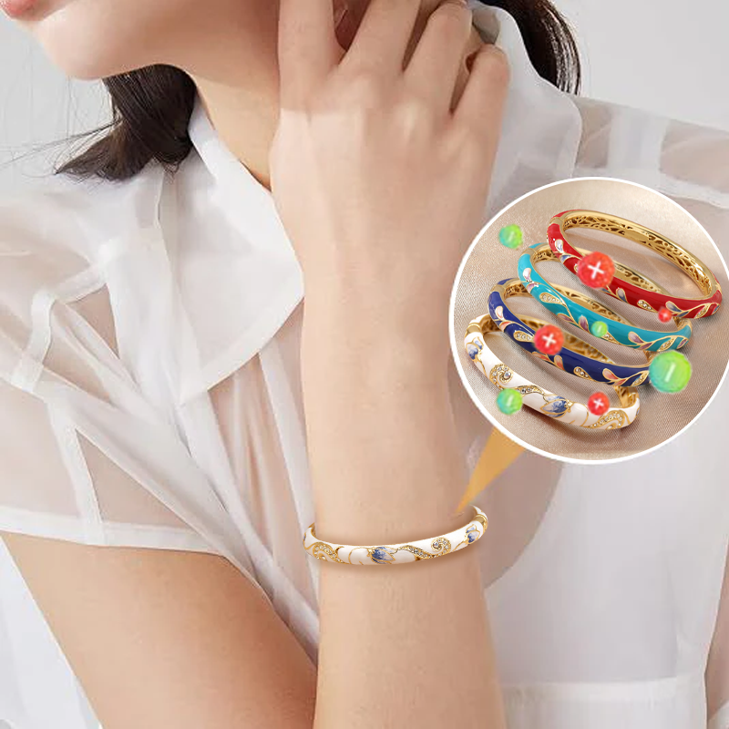 CZTICLE™ Kloisonné Enamel 👩‍⚕️ Lymphatikus mágneses terápia Arany karkötő🌺